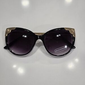 Black Gold Cat Eye Sunglasses Oversized UV Protection Fashion Women’s Shades